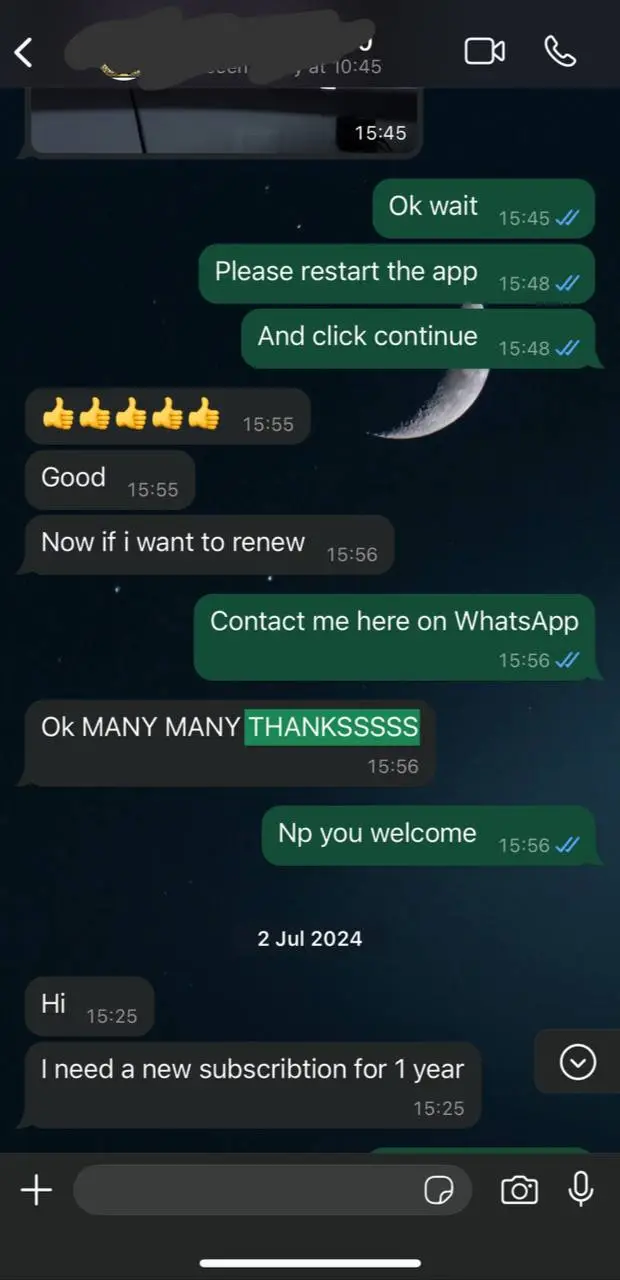 MyTVWay UK IPTV customer WhatsApp review